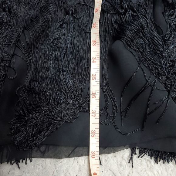 Saks Fifth Ave 80s Randall brooke formal Lace saying fringe cocktail  dress med - Picture 14 of 14